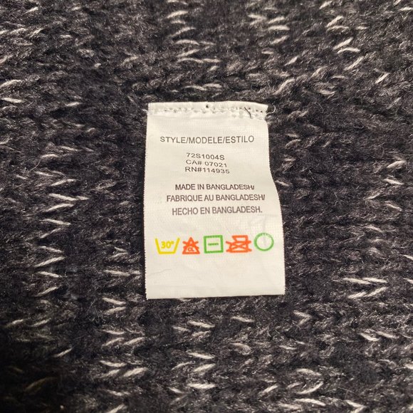 RD Style Fringe Marled Knit Charcoal Cowl Turtleneck High / Low Sweater - Picture 7 of 7